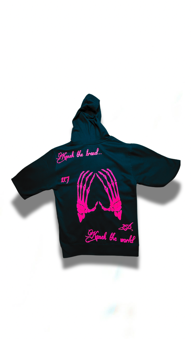 Black and Pink Heart Design Zip Up