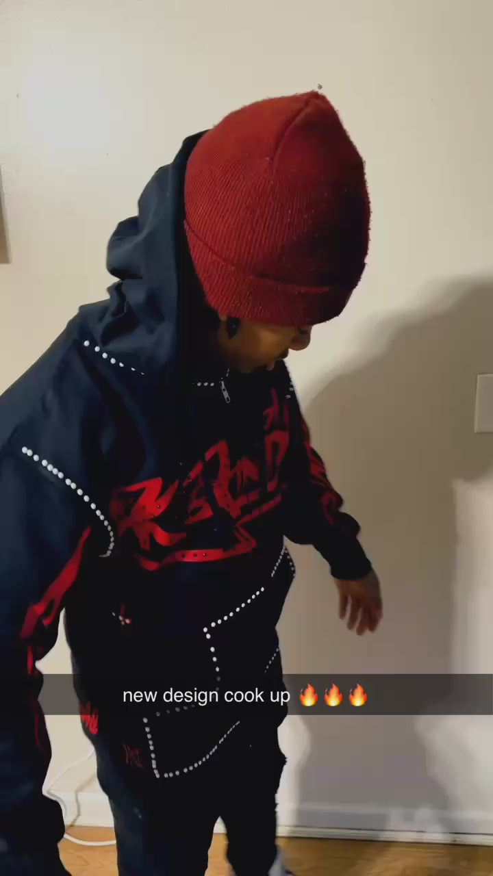 Custom Rhinestone Zip Up